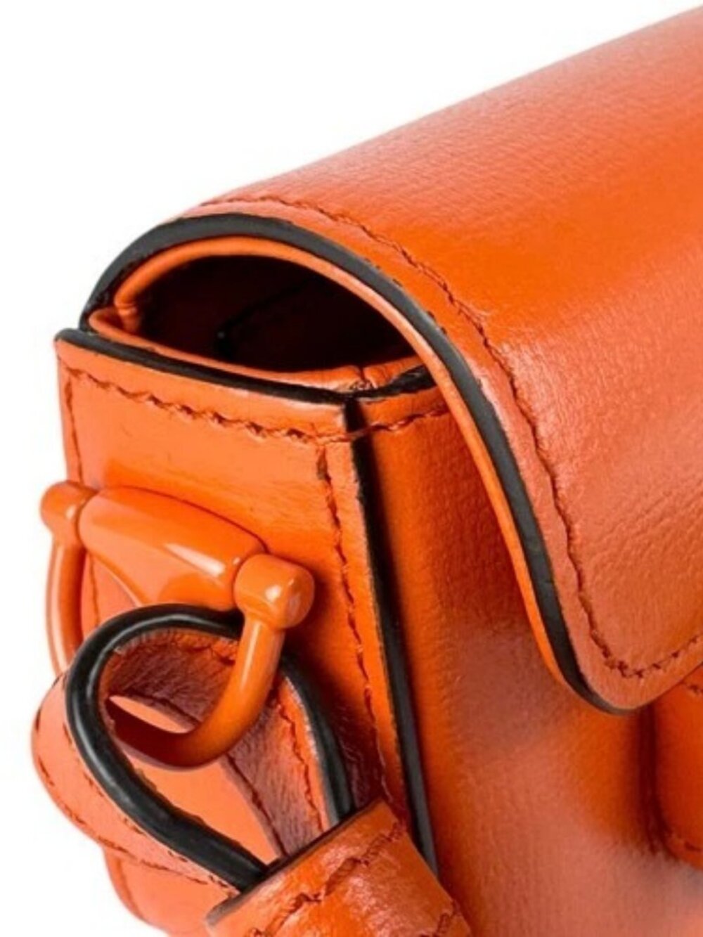 Auth GUCCI Horsebit 1995 Shoulder Bag Orange Leather - z9027 - Picture 6 of 13